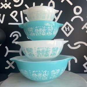 Vintage Butterprint PYREX Cinderella Bowls, 441,442,443,444